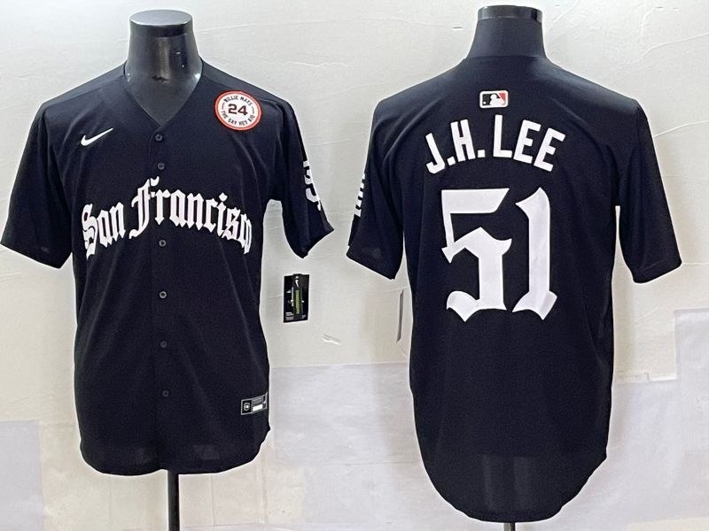 Men 2025 San Francisco Giants #51 J.H.Lee Black Five generations Joint Name Nike MLB Jersey style 48